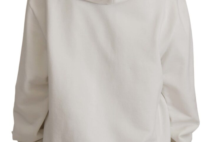 White Hoodie Pullover Embroidered Sweater - Jag Couture London
