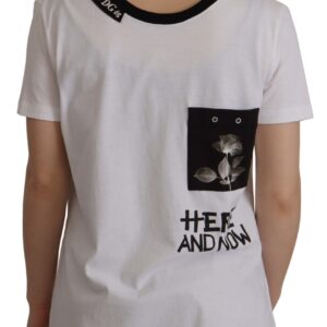 White Slogan Print Round Neck Cotton  T-shirt