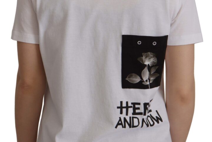 White Slogan Print Round Neck Cotton  T-shirt - Jag Couture London