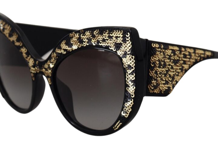 Black Gold Sequin Butterfly Polarized DG4326 Sunglasses - Jag Couture London