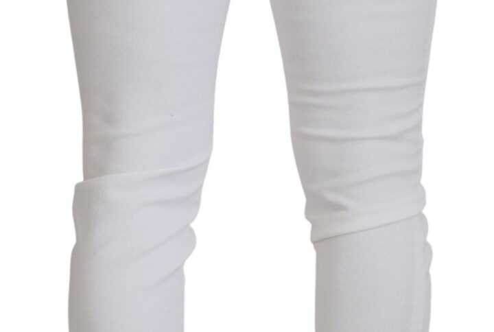 White Slim Skinny Stretch Cotton Denim Jeans - Jag Couture London
