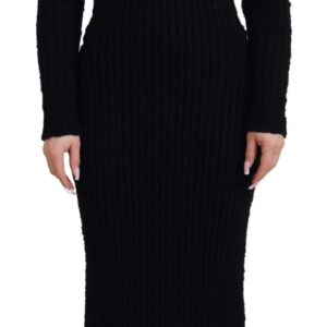 Black Wool Knitted Sheath Sweater Dress | Jag Couture London – New York