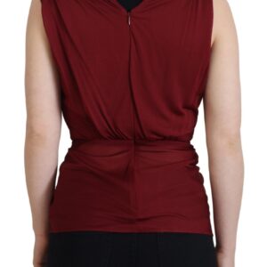 Bordeaux Silk Stretch Top Vest Blouse