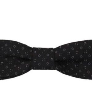 Black Pattern Silk Adjustable Neck Papillon Bow Tie