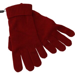 Red 100% Cashmere Knit Hands Mitten Mens Gloves