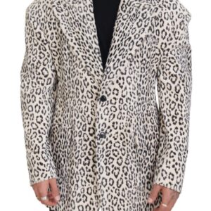 White Leopard Single Breasted Coat Blazer
