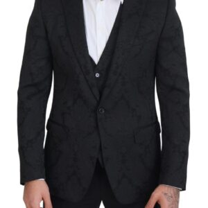 Black Floral Brocade 2 Piece MARTINI Suit