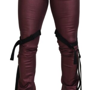 Magenta Cotton Men Casual Harness Denim Jeans