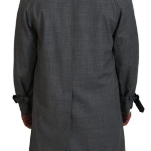 Gray Wool Plaid Long Trench Coat Jacket Trench Coat Jacket