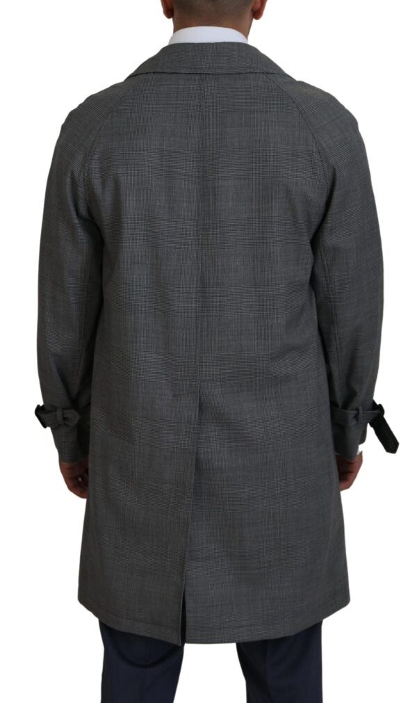 Gray Wool Plaid Long Trench Coat Jacket Trench Coat Jacket