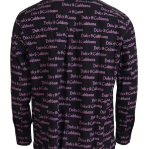 Black Purple Logo Slim Dress Formal Shirt