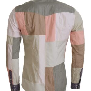 Multicolor Cotton Patchwork Slim Shirt