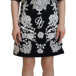 Black Lace Trim Half Sleeves A-line Dress