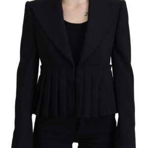Black Single Breasted Fit Blazer Wool Jacket