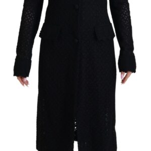 Black Button Down Long Blazer Cotton Jacket