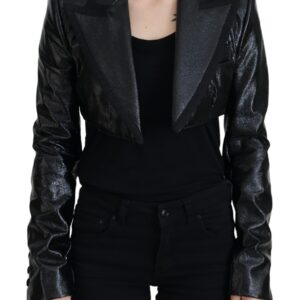 Black Long Sleeves Crop Blazer Cotton Jacket