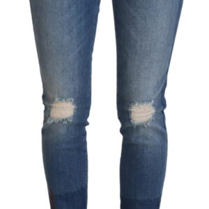 Blue Washed Cotton Tattered Denim Jeans