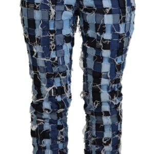 Multicolor Patchwork Cotton Denim Jeans