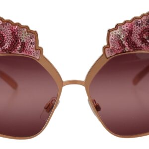 Pink Gold Rose Sequin Embroidery DG2202 Sunglasses