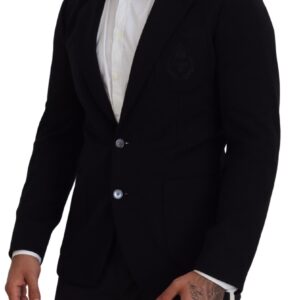 Black Wool Crown Slim Fit Jacket Blazer