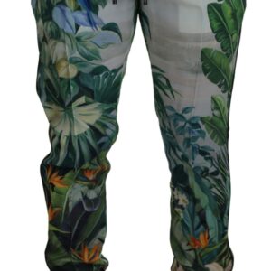 White Floral Printed Men Jogger Pants