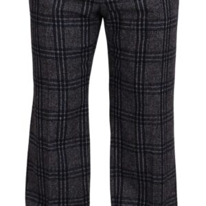 Gray Checkered Mid Waist Men Pants