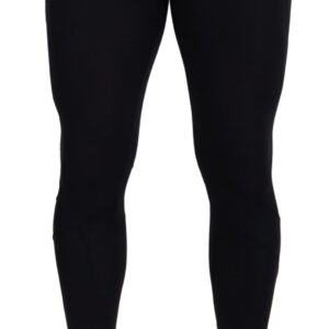 Black Nylon Slim Fit Stretch Pants