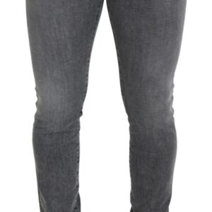Grey Washed Cotton Skinny Denim Jeans