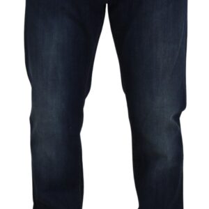 Blue Cotton Straight Fit Casual Denim Jeans