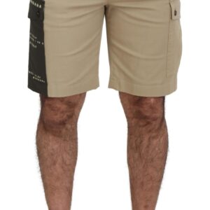 Beige Cotton Cargo Bermuda Shorts