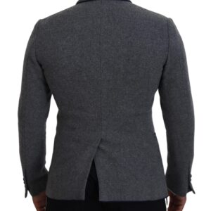 Gray Wool Roses Slim Fit Jacket Blazer