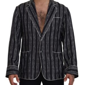 Blue Striped Silk Pajama Shirt Jacket