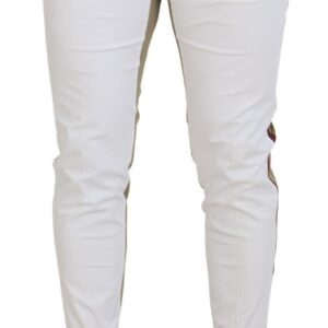 White Brown Slim Fit Chino Pants