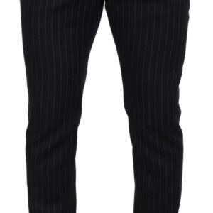 Black Wool Striped Chino Pants