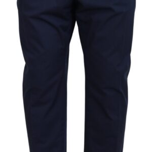 Blue Cotton Men Cropped Pants