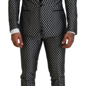 Black White Silk MARTINI Slim Fit Suit
