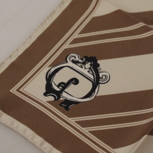 Brown Stripes DG Logo Square Mens Handkerchief Scarf