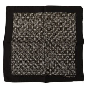 Black Patterned DG Logo Square Handkerchief Scarf
