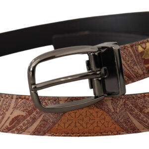Multicolor Embossed Leather Black Metal Buckle Belt