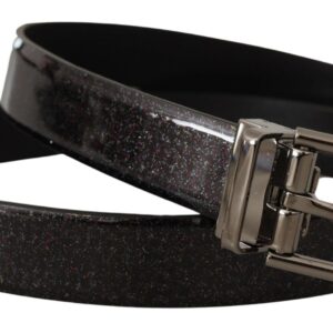 Black Vernice Puntinata Leather Silver Tone Metal Belt