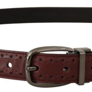 Brown Perforated Leather Metal Buckle Belt