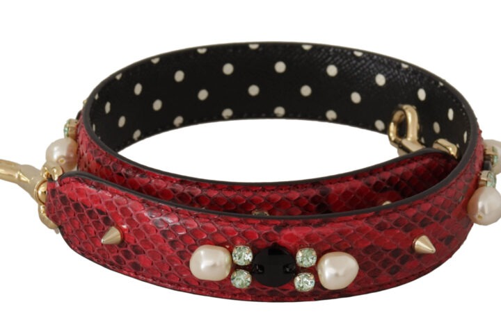Red Exotic Leather Crystals Bag Shoulder Strap | Jag Couture London – New York