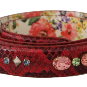 Red Exotic Leather Crystals Reversible Shoulder Strap