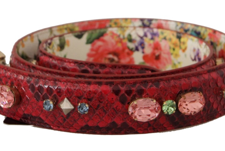 Red Exotic Leather Crystals Reversible Shoulder Strap | Jag Couture London – New York