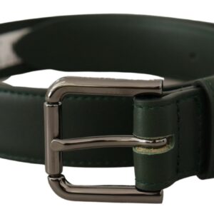 Army Green Leather Logo Metal Waist Buckle Belt
