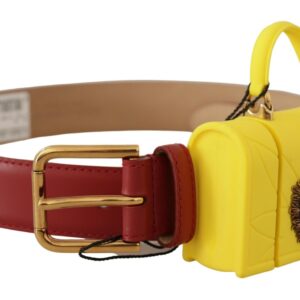 Red Leather Yellow DEVOTION Heart Bag Buckle Belt