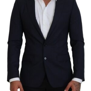 Blue Wool Slim Fit Formal Coat Blazer