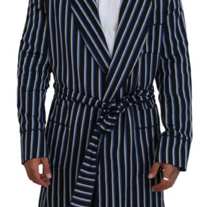 Black Blue Martini Printed Lining Robe