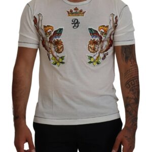 White Printed Short Sleeves Men T-shirt