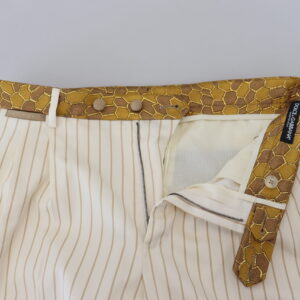 Off White Gold Striped Tuxedo Slim Fit Suit